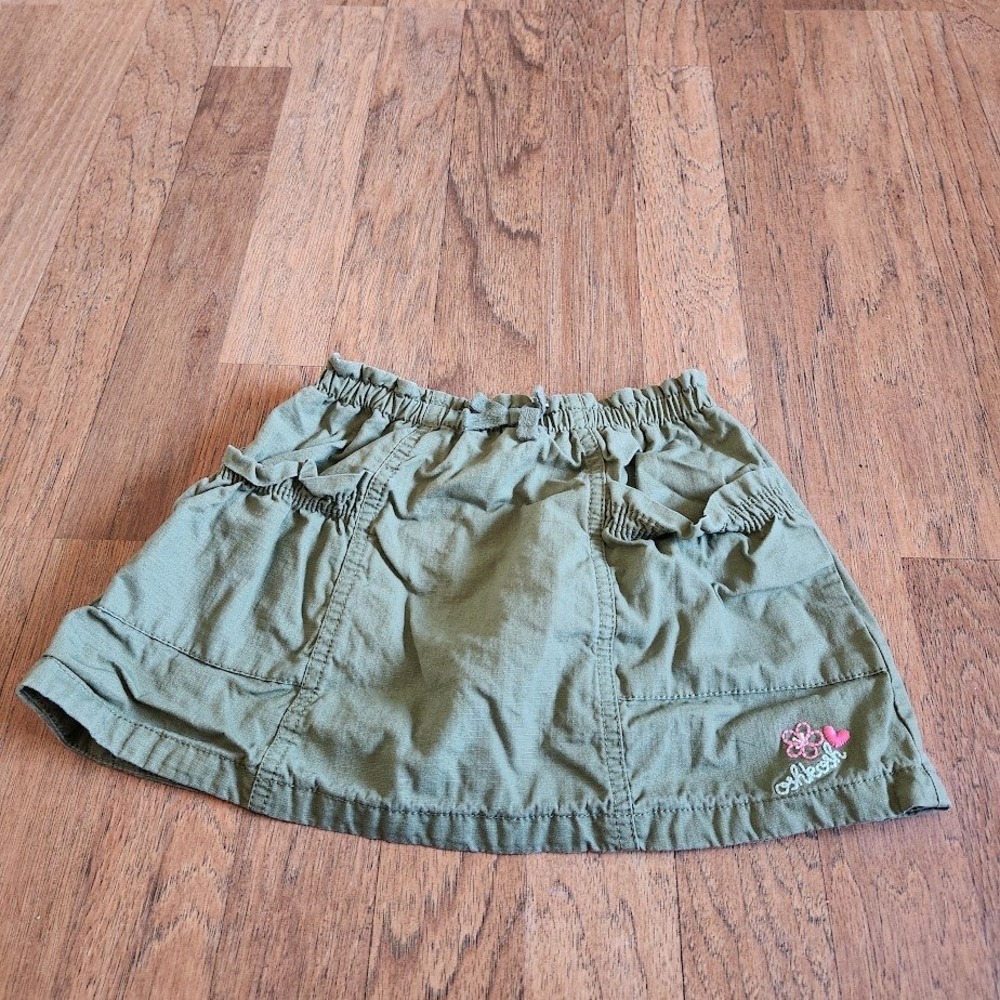 OshKosh Bgosh Girls 3T Olive Green Cotton Twill Skort Elastic Waist 593